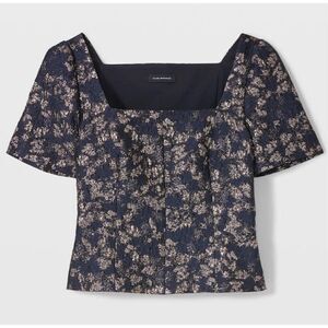 CLUB MONACO Brocade Puff Sleeve Blouse Size 6 NWT